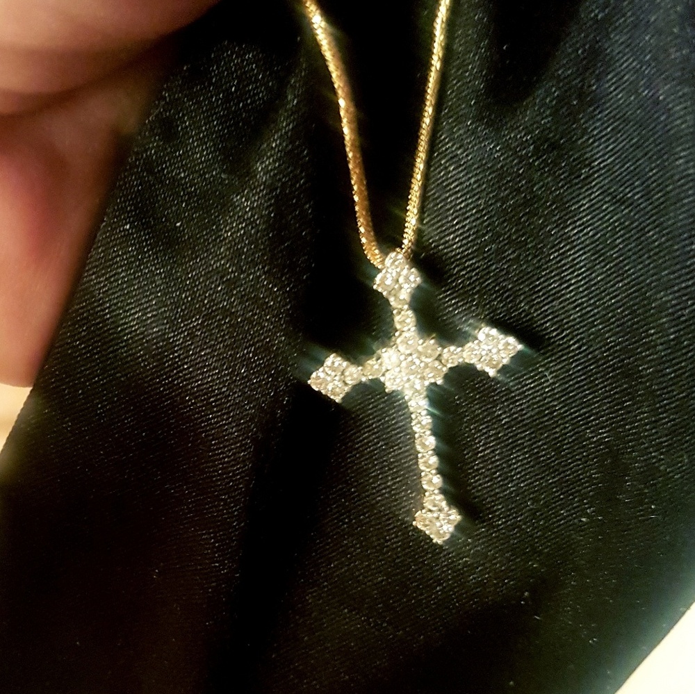 1 carat diamond 14 karat gold cross